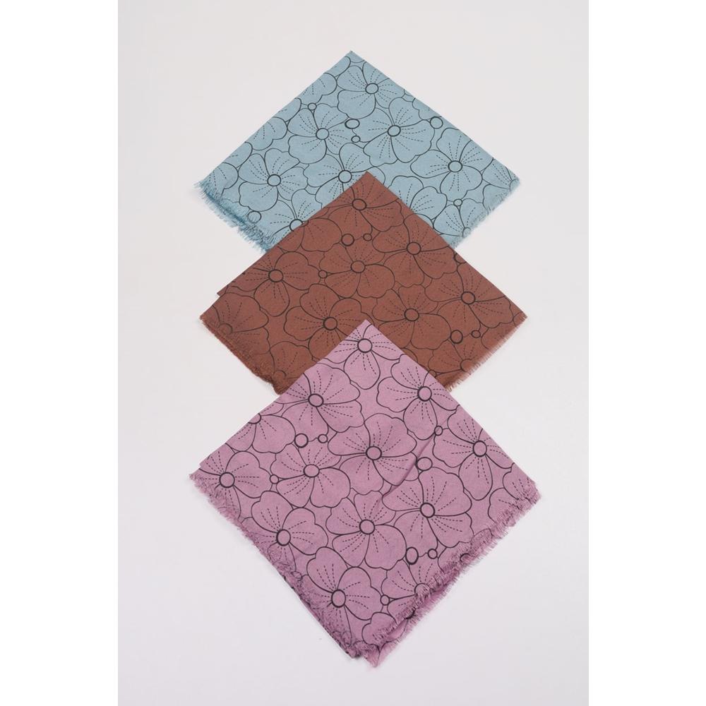 Baysem Desenli Keten Flamlı Eşarp - Desen-09