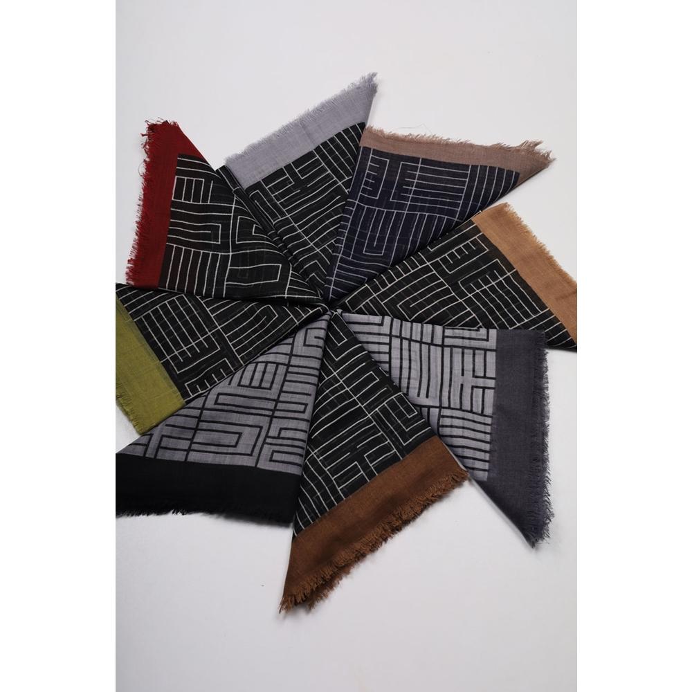 Markasız Desenli Keten Flamlı Eşarp - Desen-01