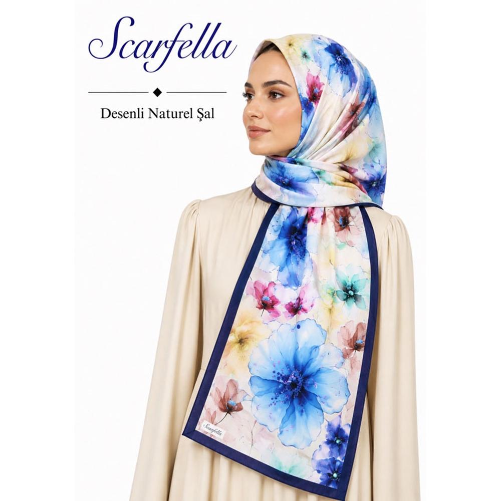 Scarfella Desenli Naturel Şal - Desen-144