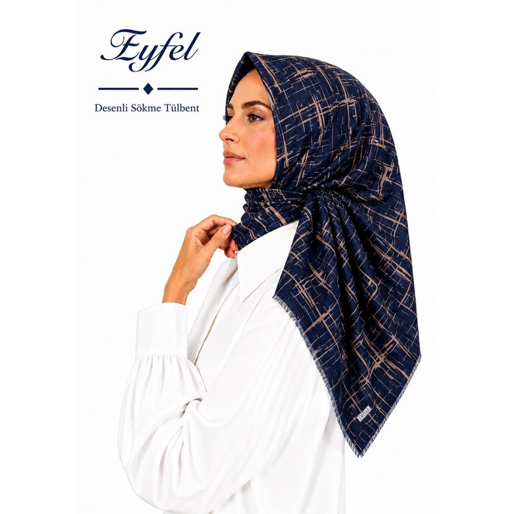 Eyfel Desenli Sökme Tülbent - Desen-15