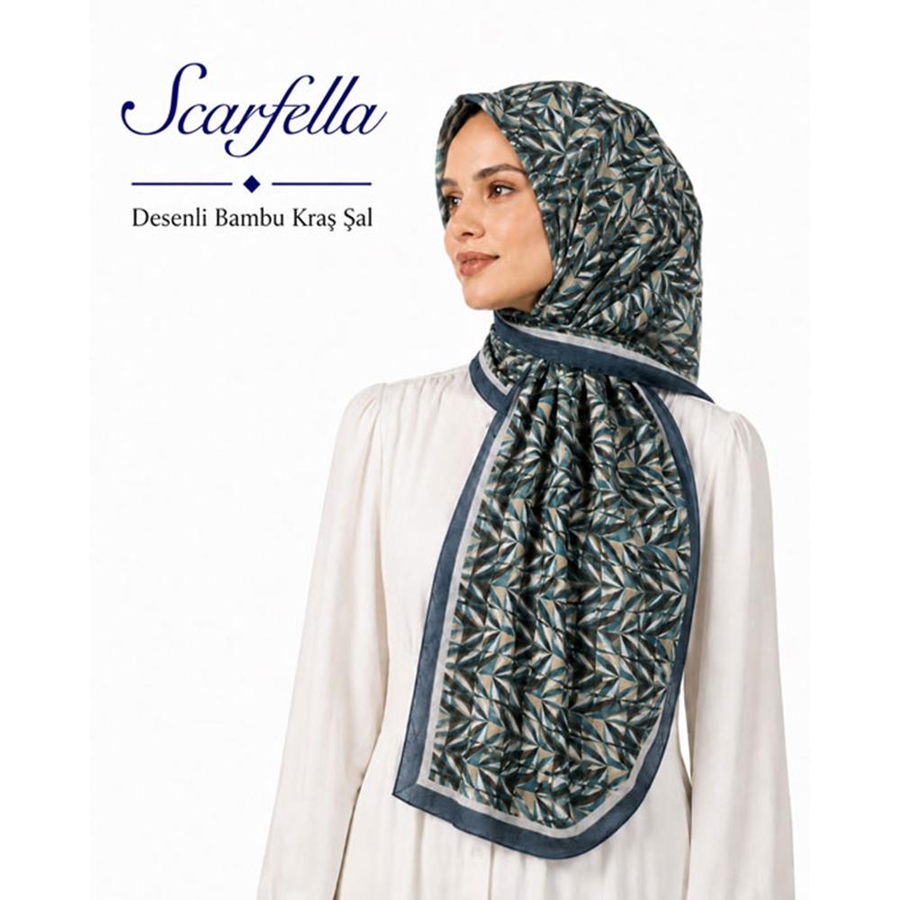 Scarfella Desenli Premium Bambu Kraş Şal - Desen-01