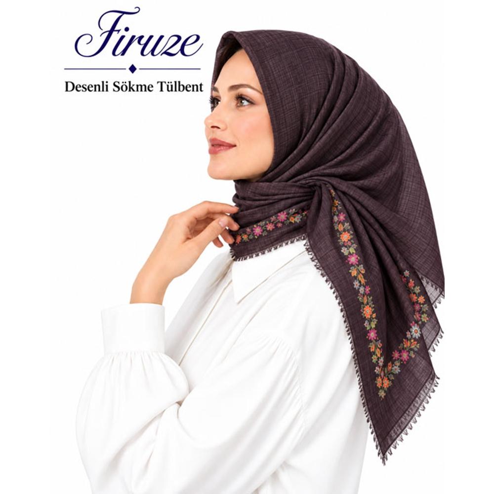 Firuze Desenli Sökme Tülbent - Desen-41