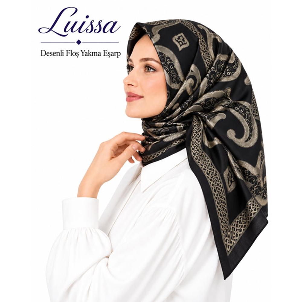 Luissa Desenli Floş Yakma Eşarp - Desen-01