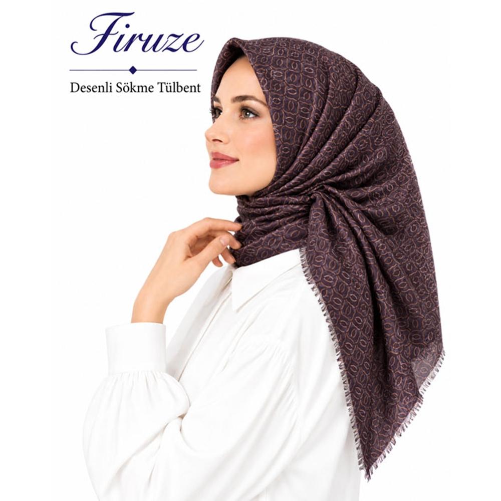 Firuze Desenli Sökme Tülbent - Desen-42