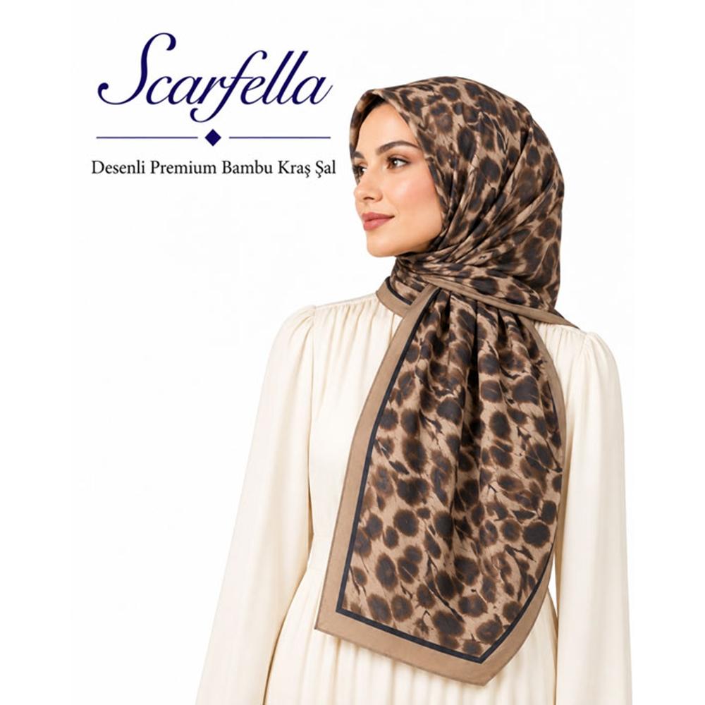 Scarfella Desenli Premium Bambu Kraş Şal - Desen-15