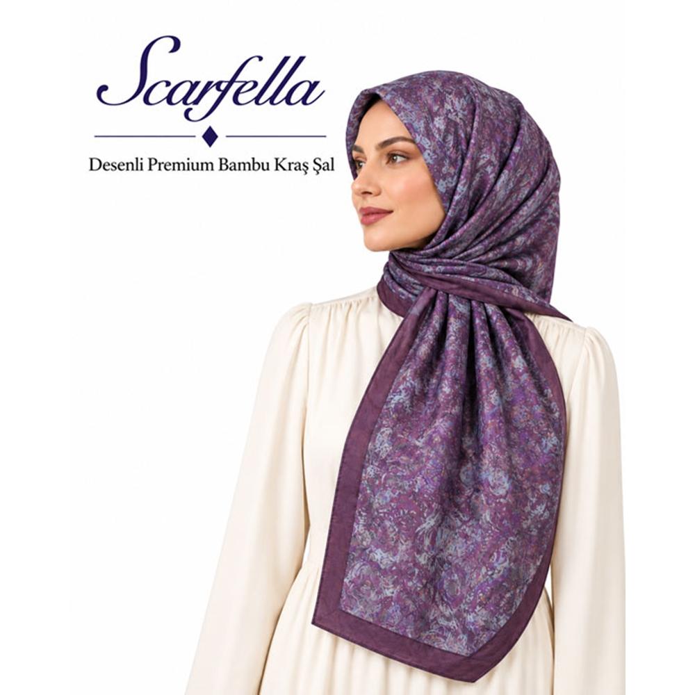 Scarfella Desenli Premium Bambu Kraş Şal - Desen-16
