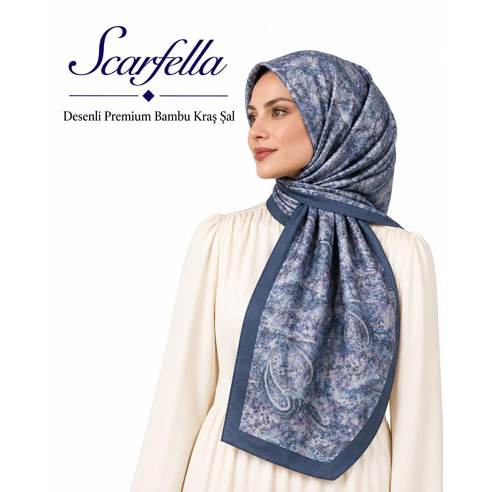 Scarfella Desenli Premium Bambu Kraş Şal - Desen-18