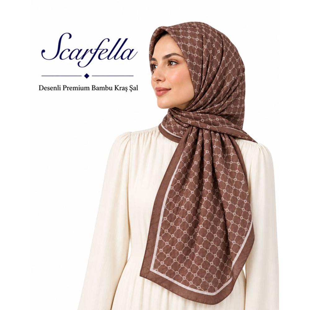 Scarfella Desenli Premium Bambu Kraş Şal - Desen-19