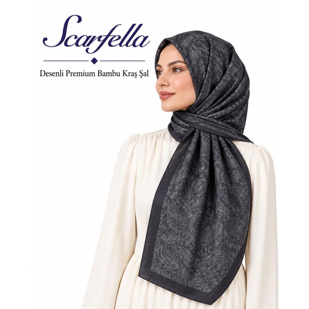 Scarfella Desenli Premium Bambu Kraş Şal - Desen-21