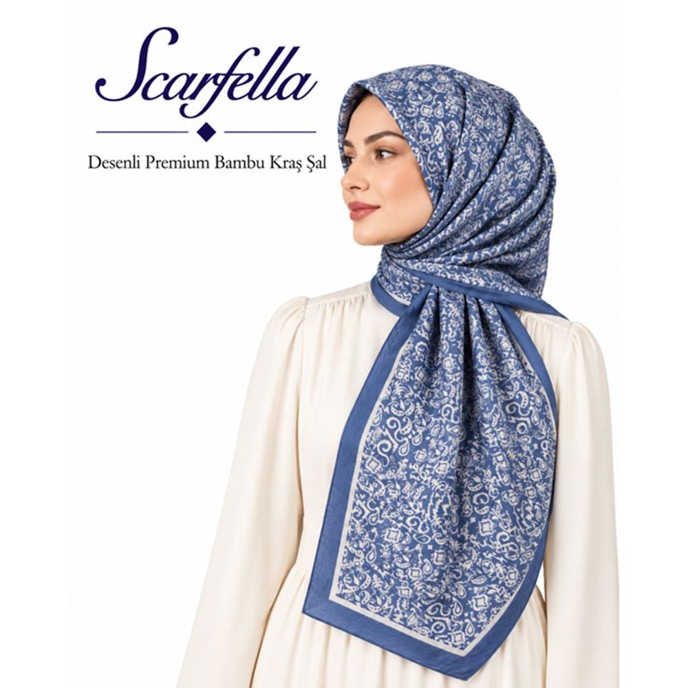 Scarfella Desenli Premium Bambu Kraş Şal - Desen-23