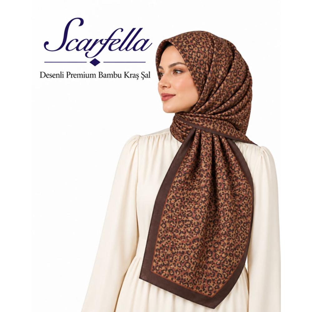 Scarfella Desenli Premium Bambu Kraş Şal - Desen-24