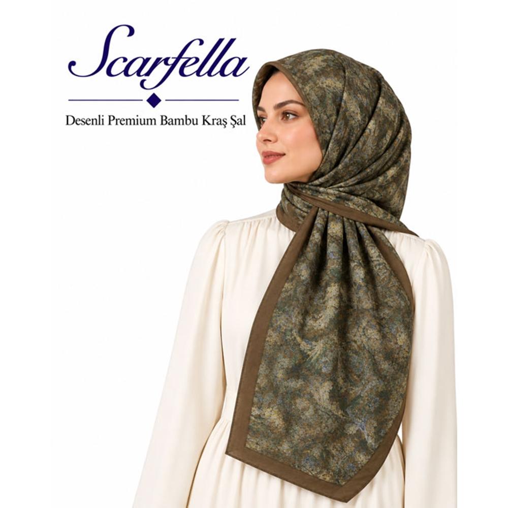Scarfella Desenli Premium Bambu Kraş Şal - Desen-25