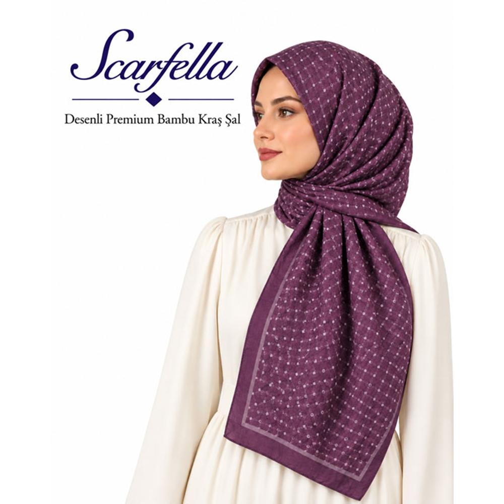Scarfella Desenli Premium Bambu Kraş Şal - Desen-26