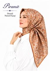 Piramit Desenli Naturel Eşarp - Desen-15