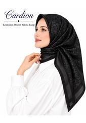 Cardion Kendinden Desenli Yakma Eşarp - SİYAH SERİSİ