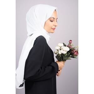 Moda Kaşmir Çizgili Soft Caz Şal - Desen-01 - Beyaz