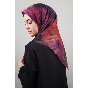 Firuze Bella Desenli Keten Flamlı Eşarp - Desen-37