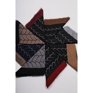 Markasız Desenli Keten Flamlı Eşarp - Desen-02