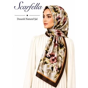Scarfella Desenli Naturel Şal - Desen-129