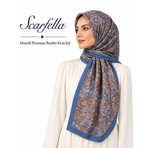 Scarfella Desenli Premium Bambu Kraş Şal - Desen-09