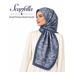 Scarfella Desenli Premium Bambu Kraş Şal - Desen-18